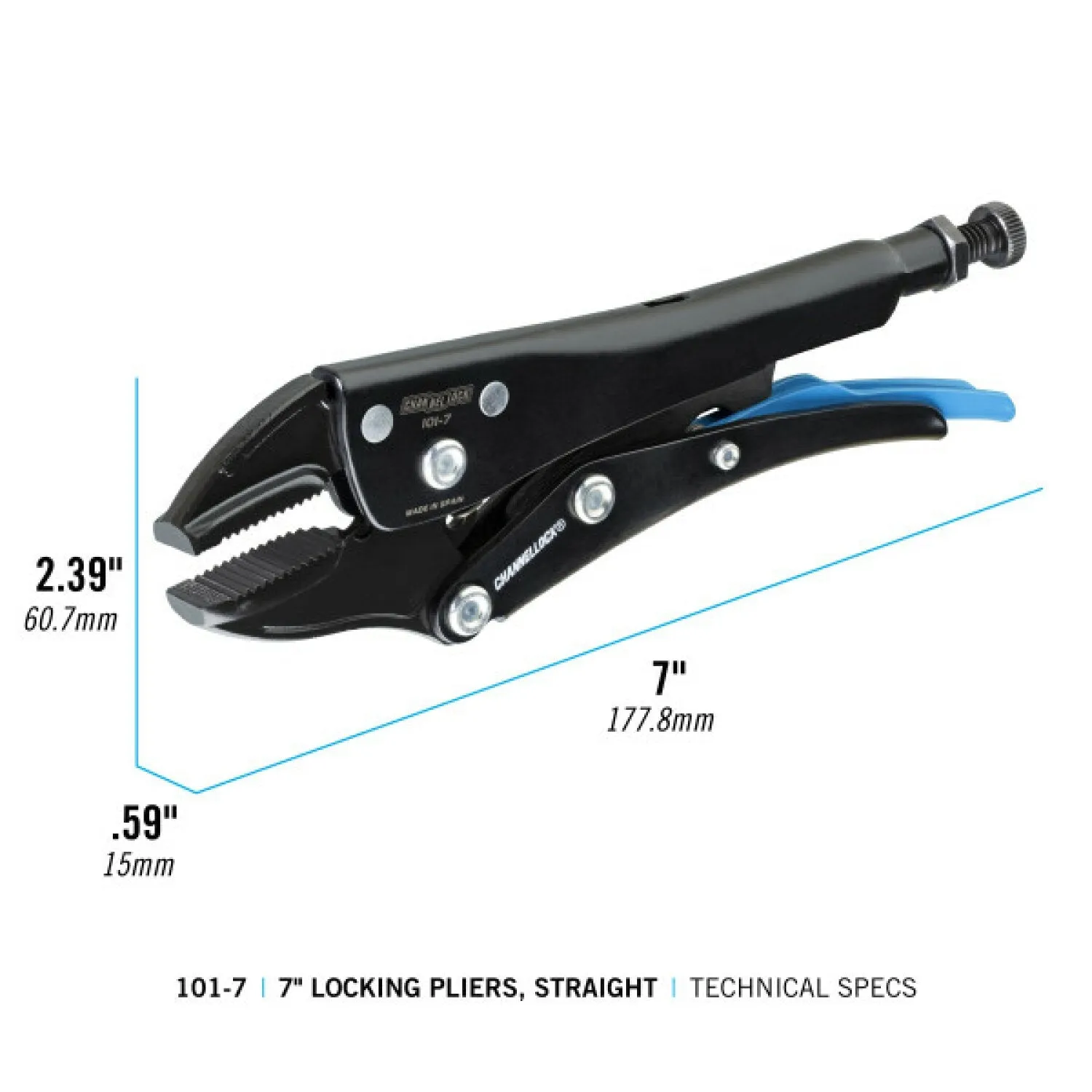 Channellock 101-7 7-inch Straight Jaw Locking Pliers