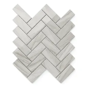 Chantel 12x15 Polished Porcelain Herringbone Mosaic Tile in Alaska Grey