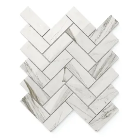 Chantel 12x15 Polished Porcelain Herringbone Mosaic Tile in Apuano