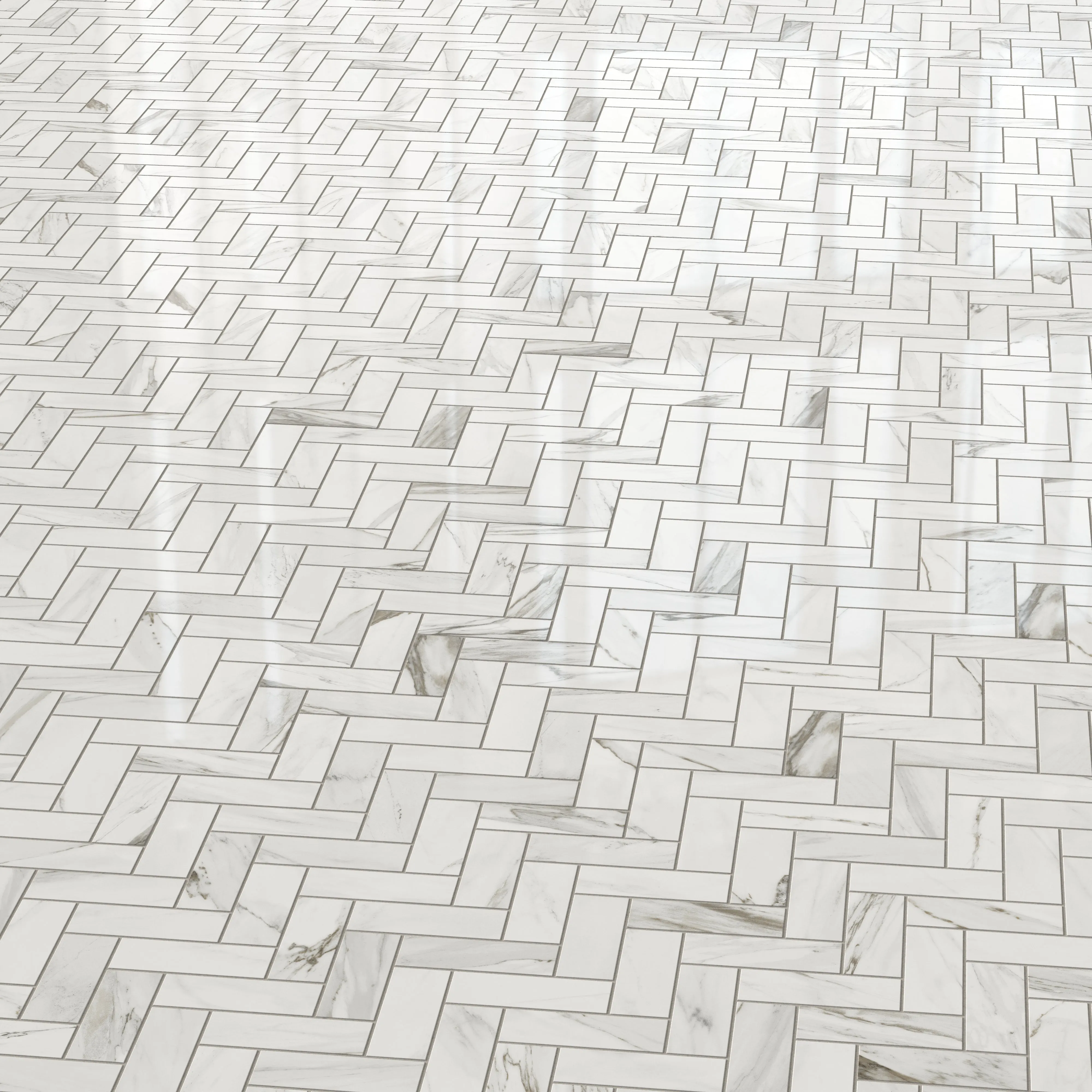 Chantel 12x15 Polished Porcelain Herringbone Mosaic Tile in Apuano