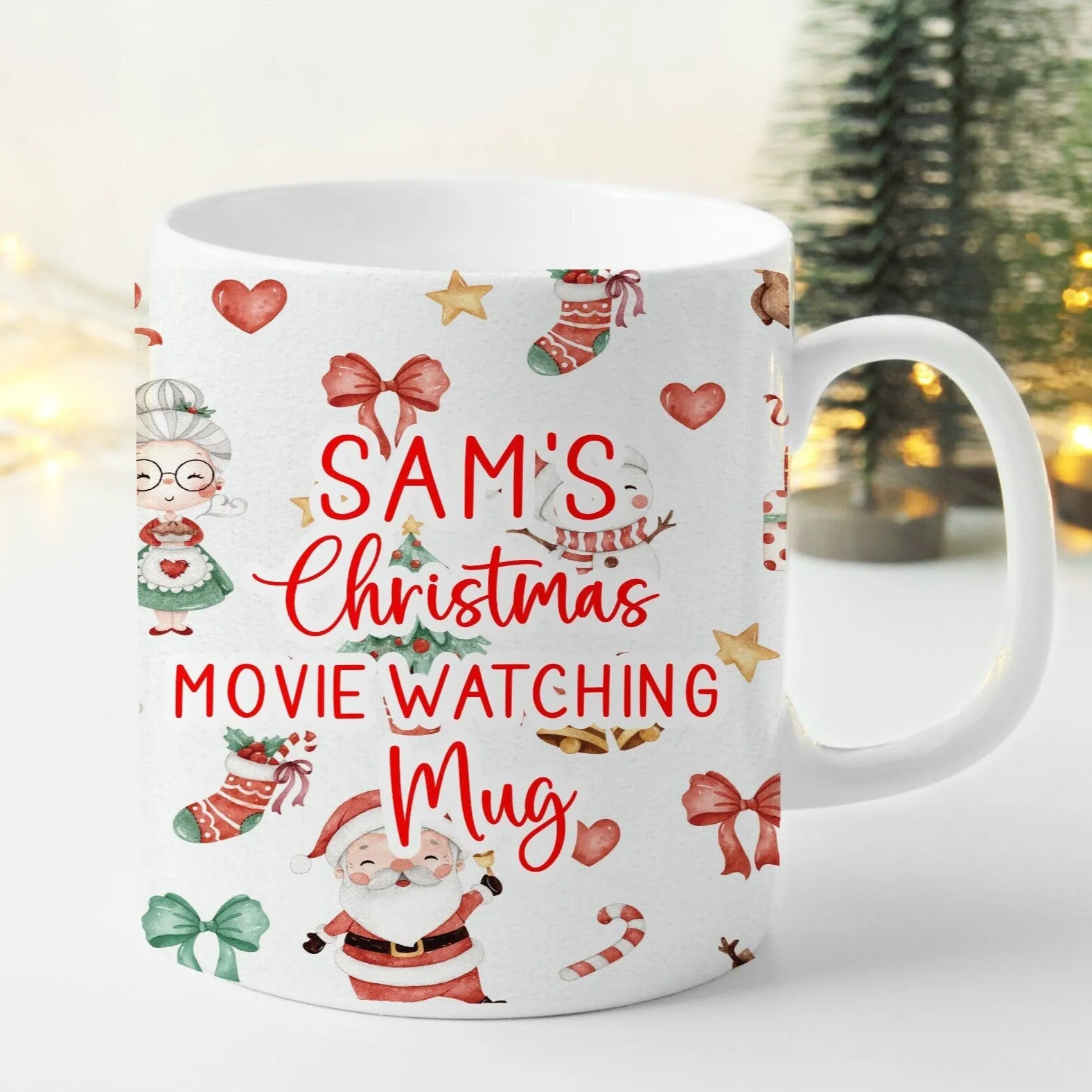 Christmas Mug Personalised Snowman Santa Hot Chocolate, Christmas Eve Box Stocking Filler