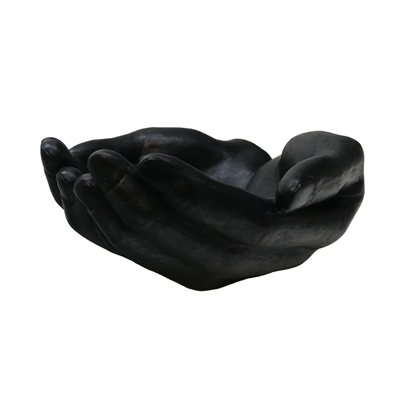 Cupped Hands XL Decorative Ornament (Black) - Great Interior Décor