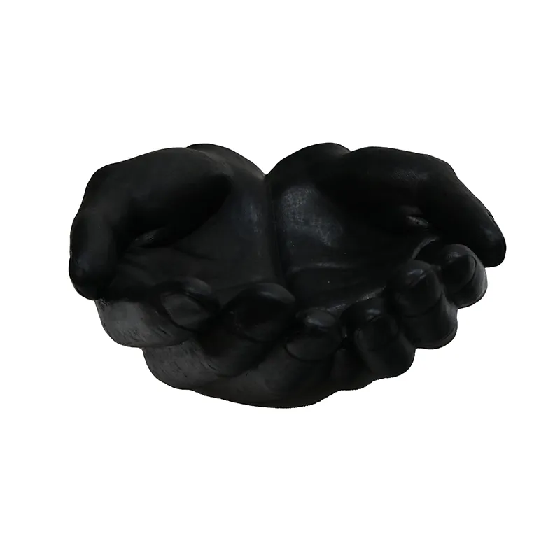 Cupped Hands XL Decorative Ornament (Black) - Great Interior Décor