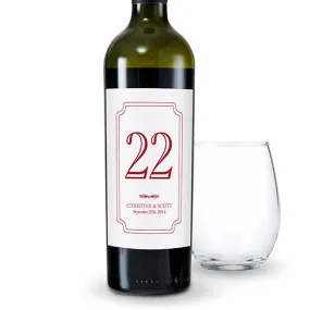 Custom Classic Table Number Glass Bottle Sticker Label (Pack of 12)