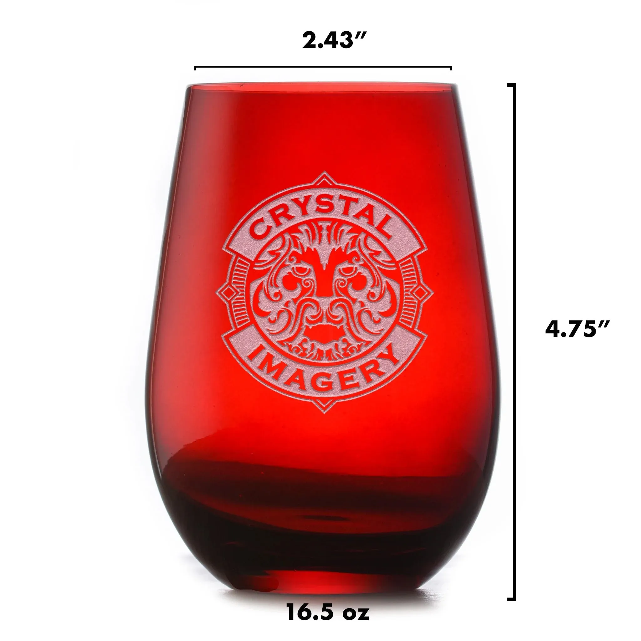 Custom Etched Red Stemless Wine Glass Tumbler | Crystal Imagery