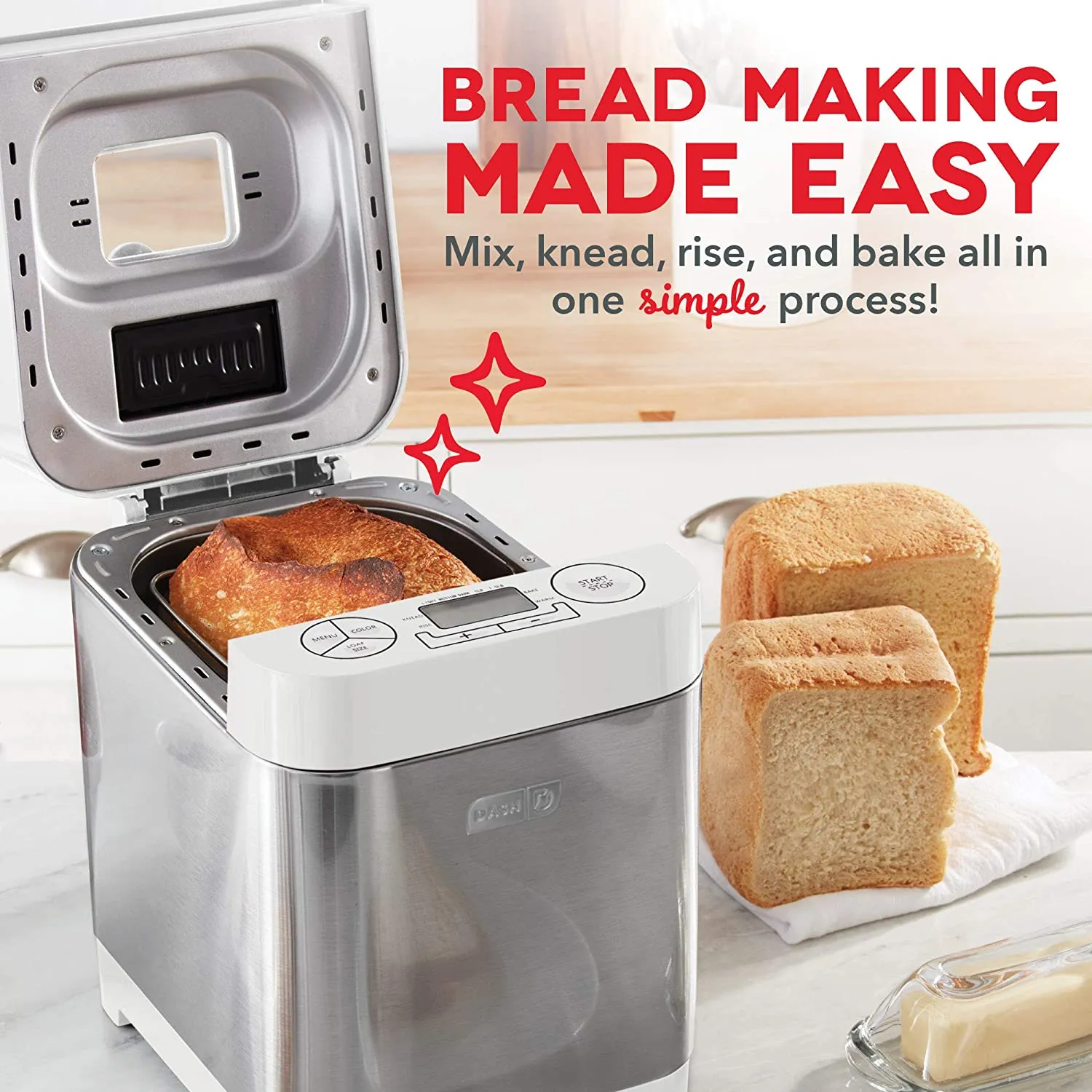 Dash Everyday 1.5 Lb Bread Maker White - Certified Refurbished