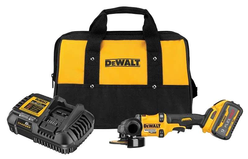 DeWALT FLEXVOLT DCG418X1 Brushless Grinder with Kickback Brake Kit, Battery Included, 60 V, 9 Ah, 5/8-11 Spindle