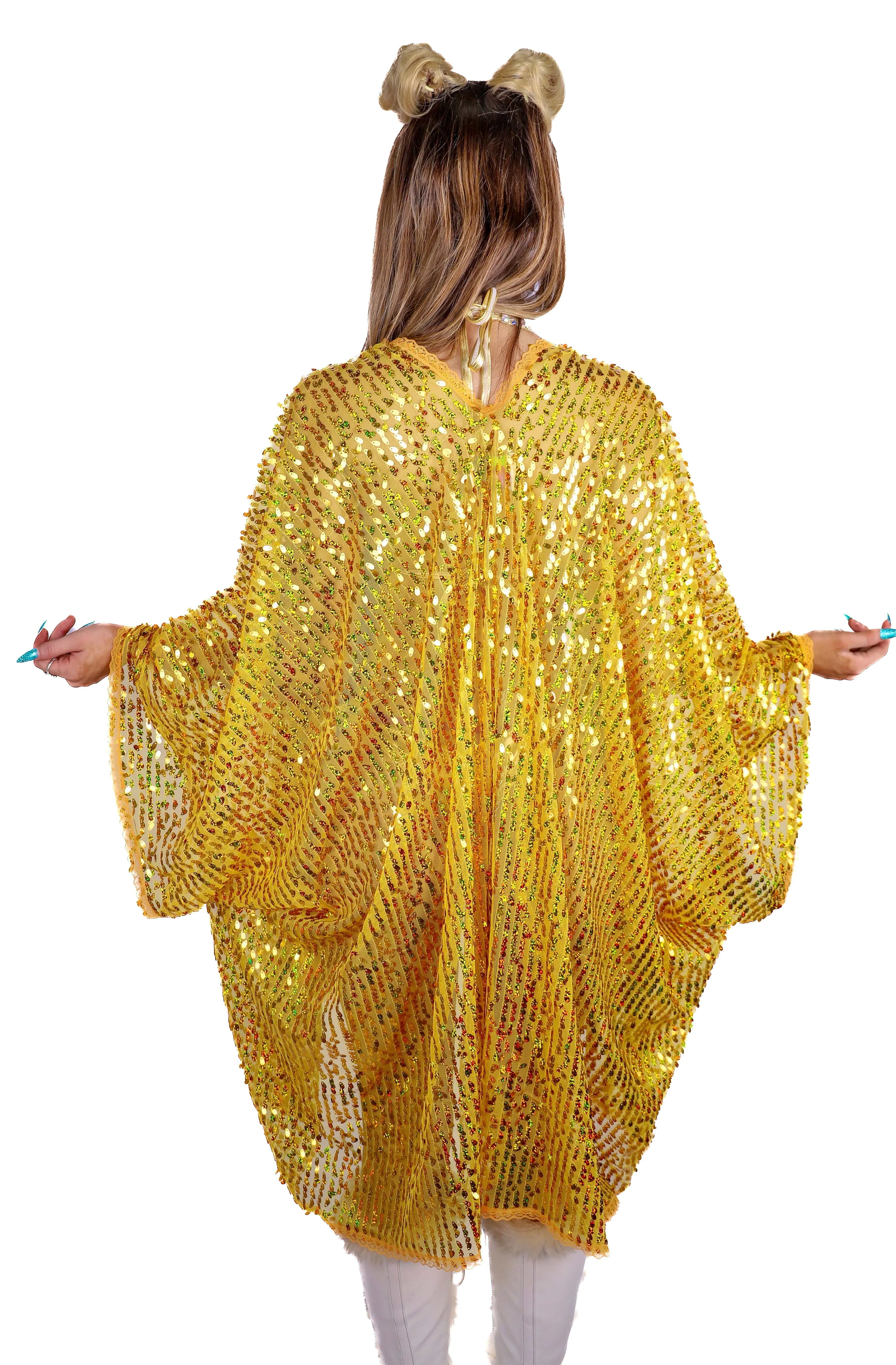 Disco Sequin Kimono - Yellow lily