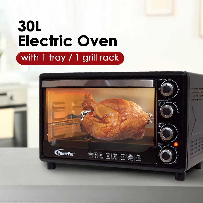 Electric Oven 30L with Rotisserie & Convection Functions, 1 Trays & Wire Mesh (PPT30)