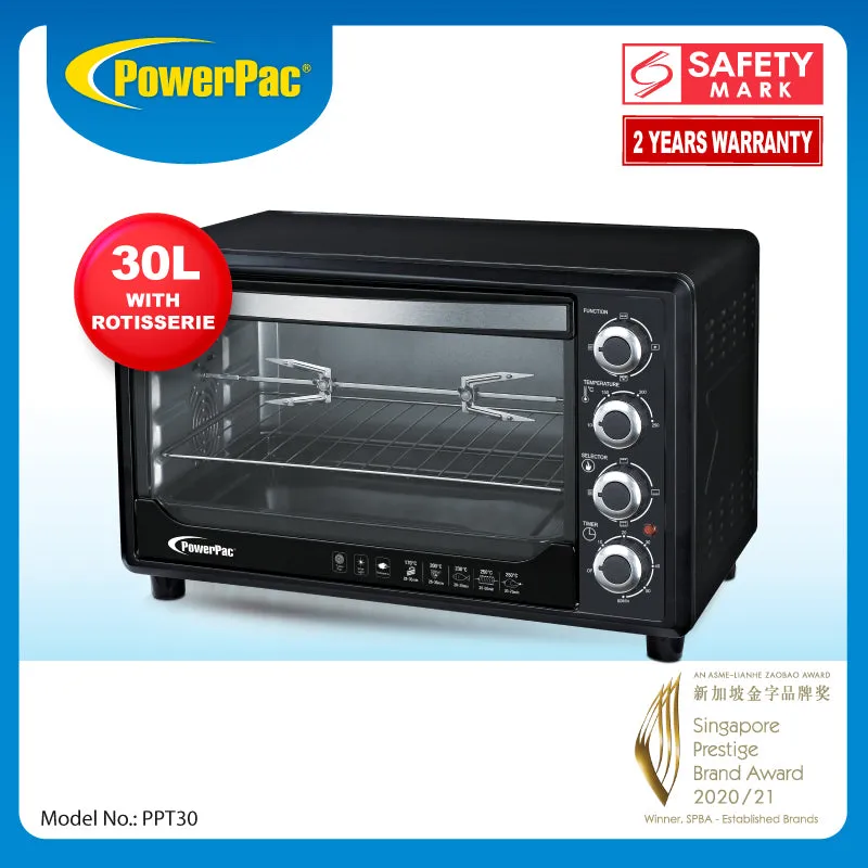 Electric Oven 30L with Rotisserie & Convection Functions, 1 Trays & Wire Mesh (PPT30)