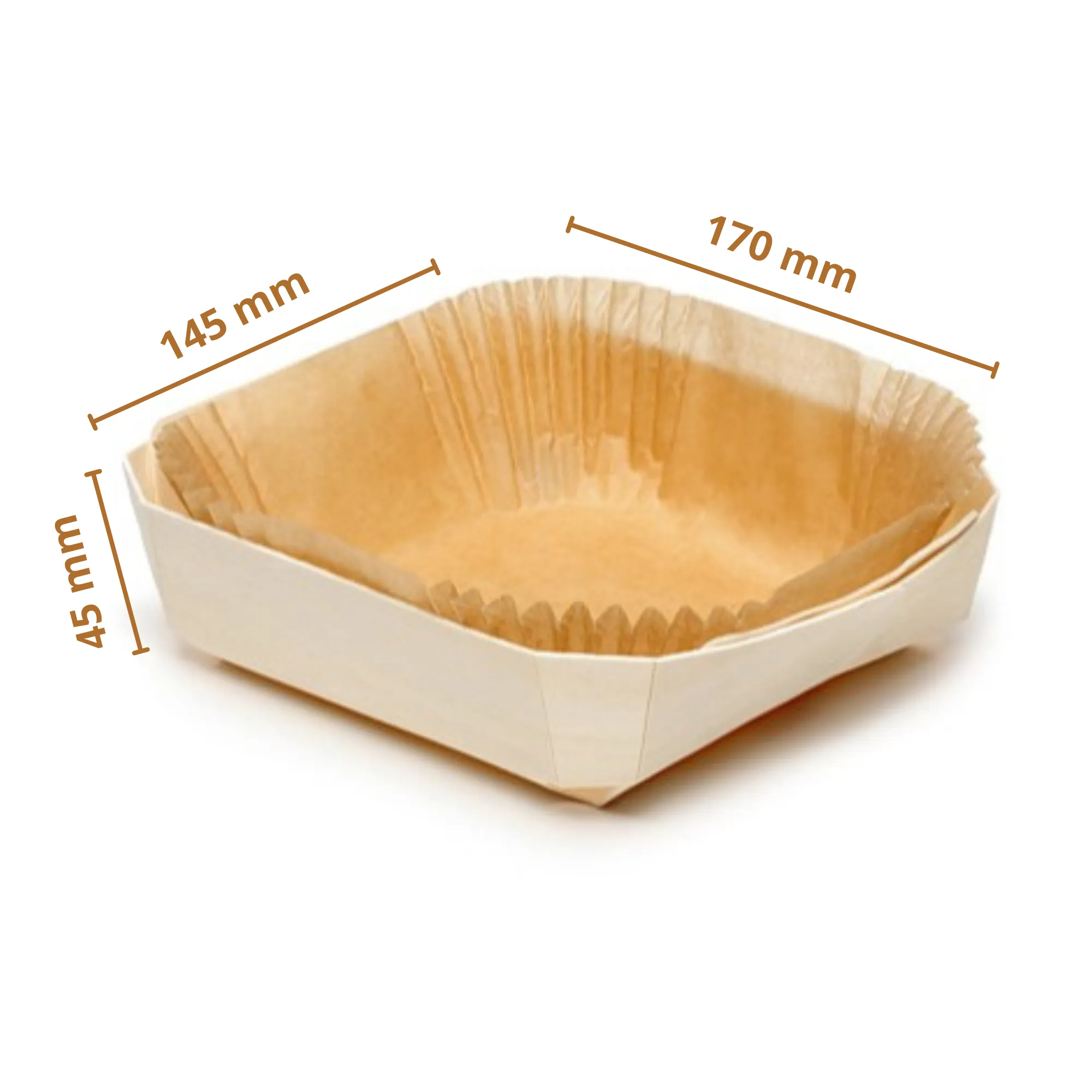 Esslly Rectangular Wooden Baking Mold | Pack of 8 Wooden Trays and 24 Paper Liners for 225g Bakes