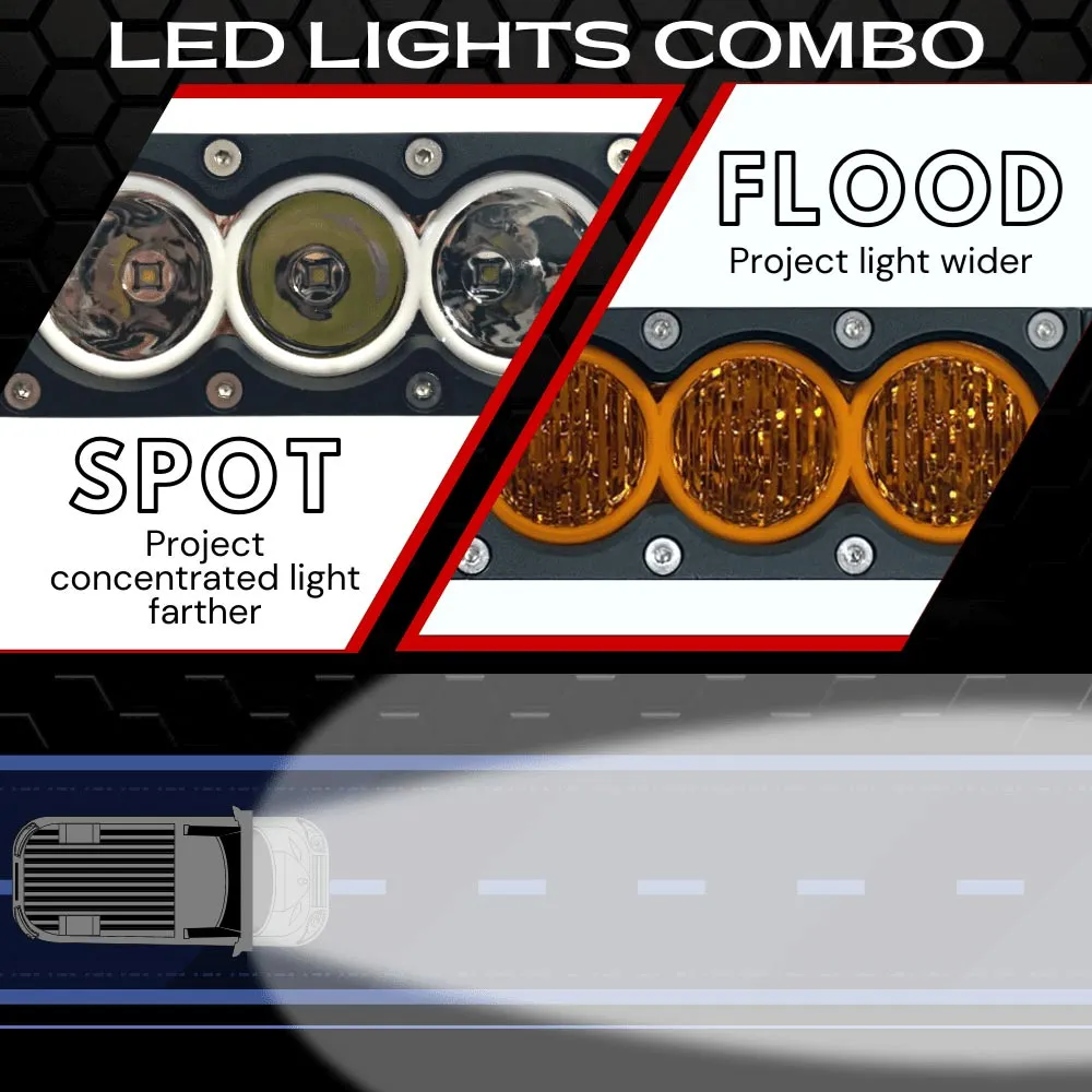 Extreme LED - 44" X6 Amber/White 240W Combo Beam LED Light Bar & Harness Kit