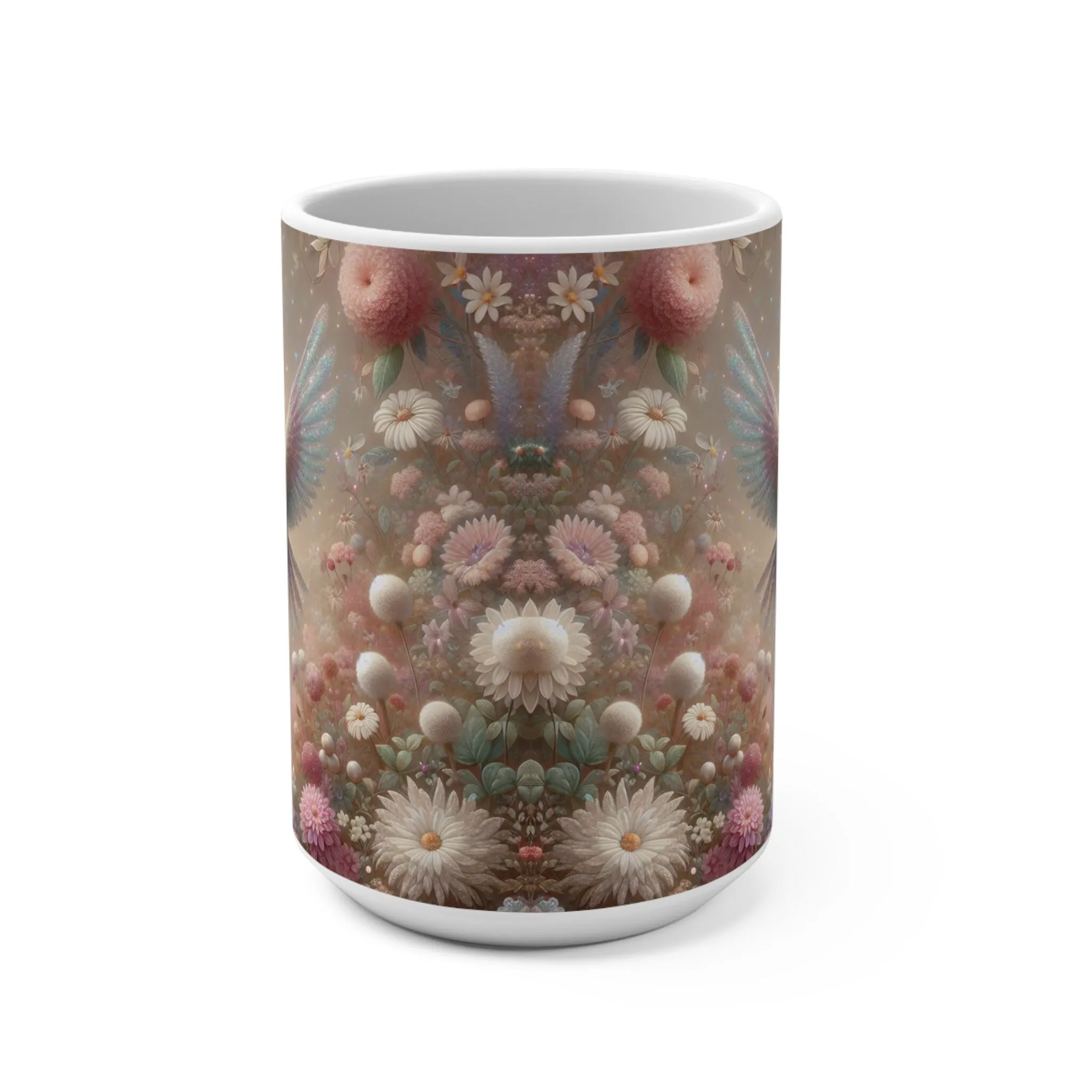 Fantasy Hummingbird Floral Mug, Enchanted Garden Coffee Cup, Mystical Bird Lover Gift, Unique Magical Nature Inspired Drinkware