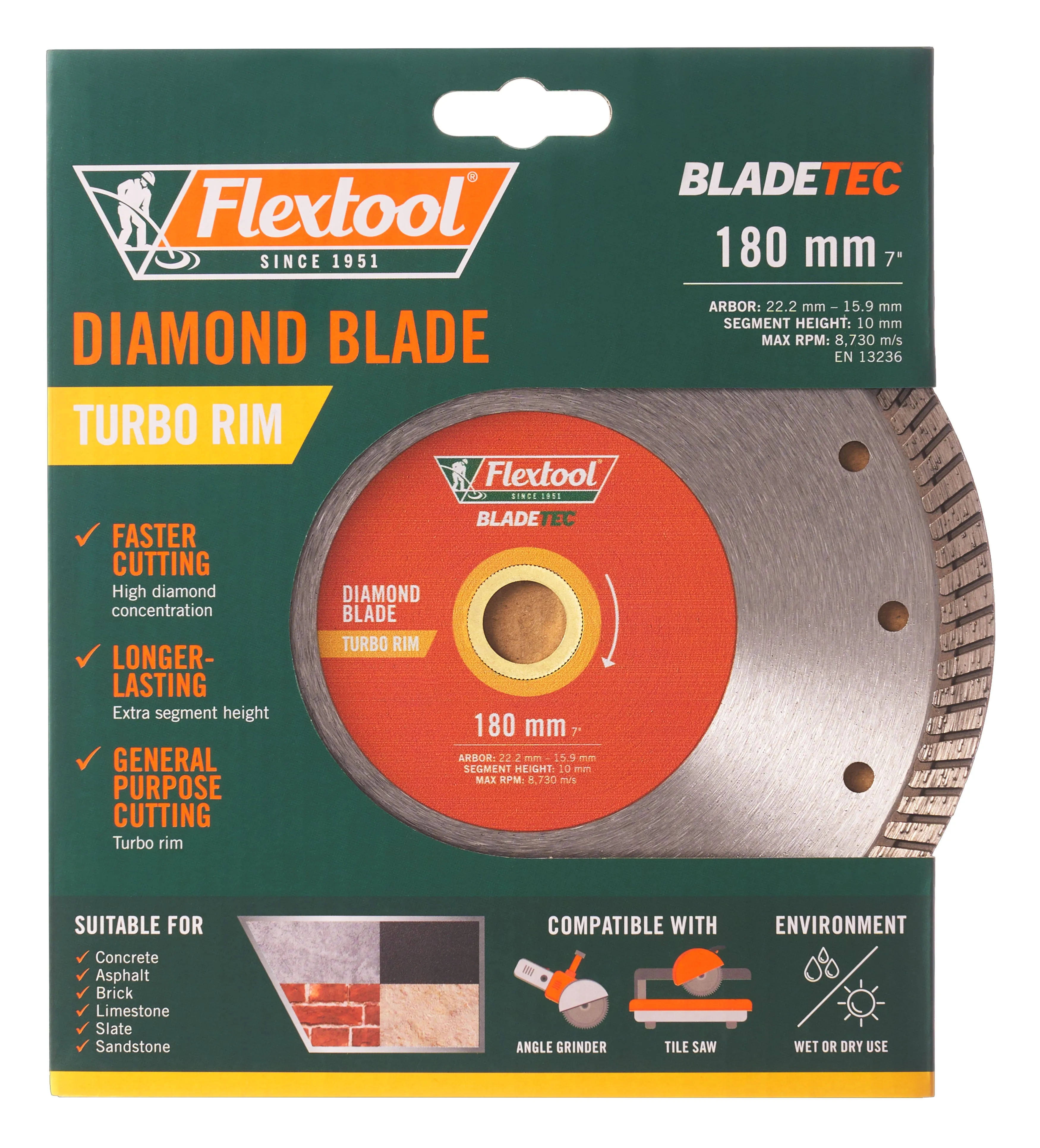 Flextool BladeTec Diamond Blade - Turbo 180 mm 7"'