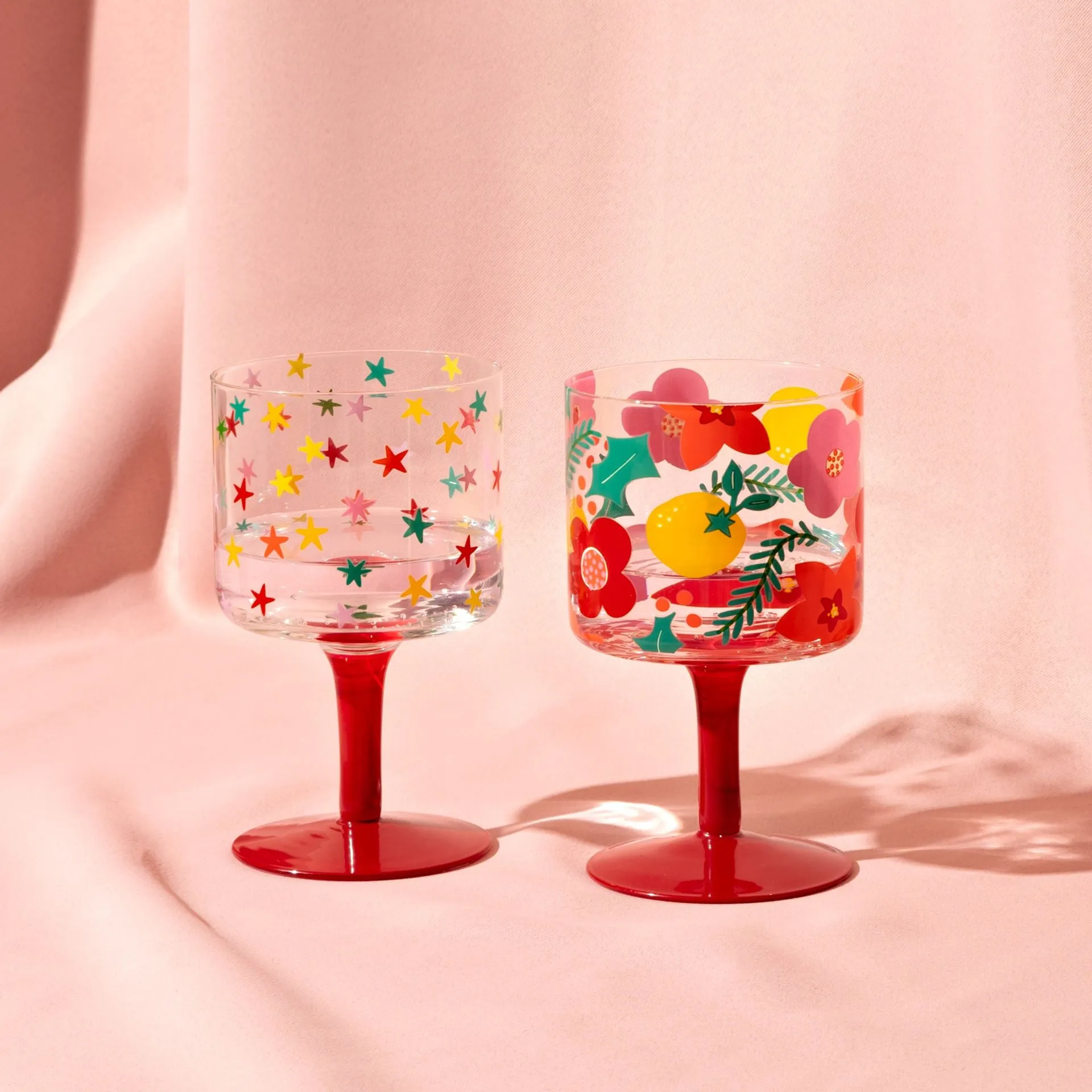 Flowers & Stars | Wine Glasses