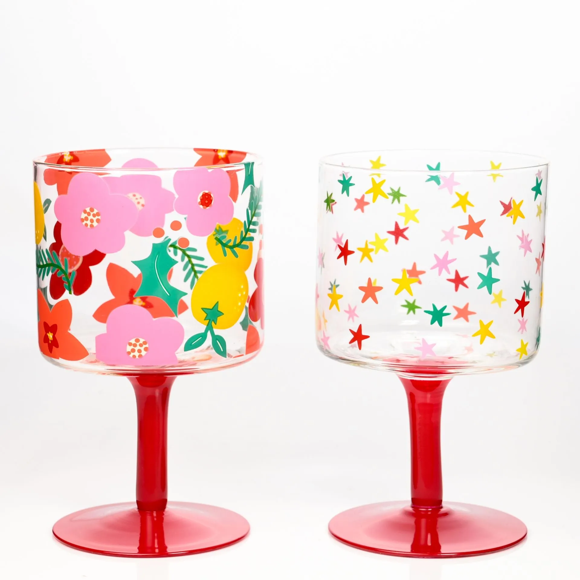 Flowers & Stars | Wine Glasses