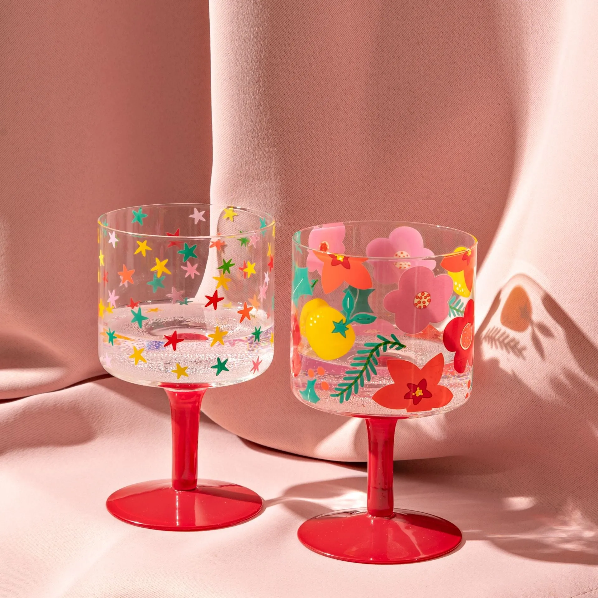 Flowers & Stars | Wine Glasses