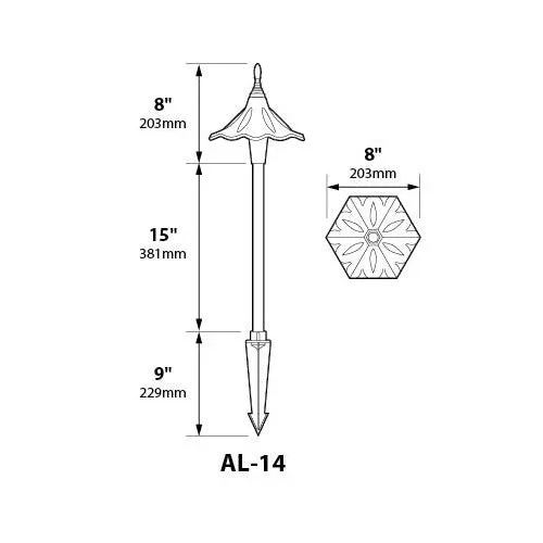 Focus Industries AL-14-LEDP 4W 12V Cast Aluminum Oriental Hat 8" Area Light