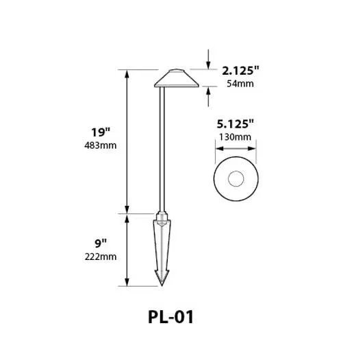 Focus Industries PL-01-LEDP Series 4W Round LED 3000K 5.5 Inch China Hat Path Light