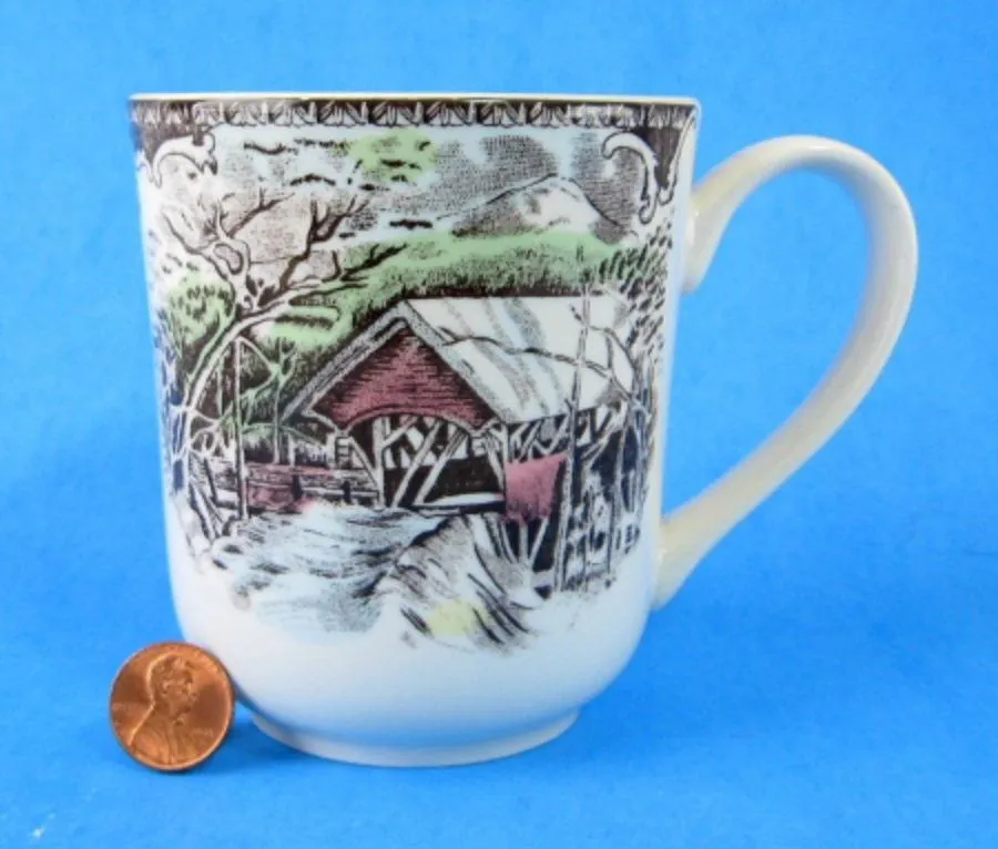 Friendly Village Mug Johnson Brothers Covered Bridge Ceramic 9 Oz