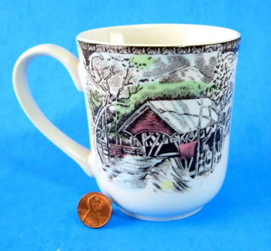 Friendly Village Mug Johnson Brothers Covered Bridge Ceramic 9 Oz