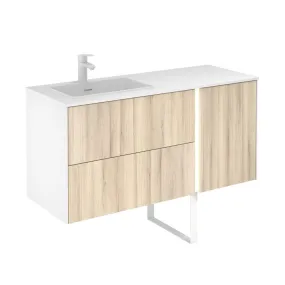 Frontline Oak Floor Standing Vanity Bluetooth Vanity Unit with Solid Surface Basin & Slatted Leg (1200mm)