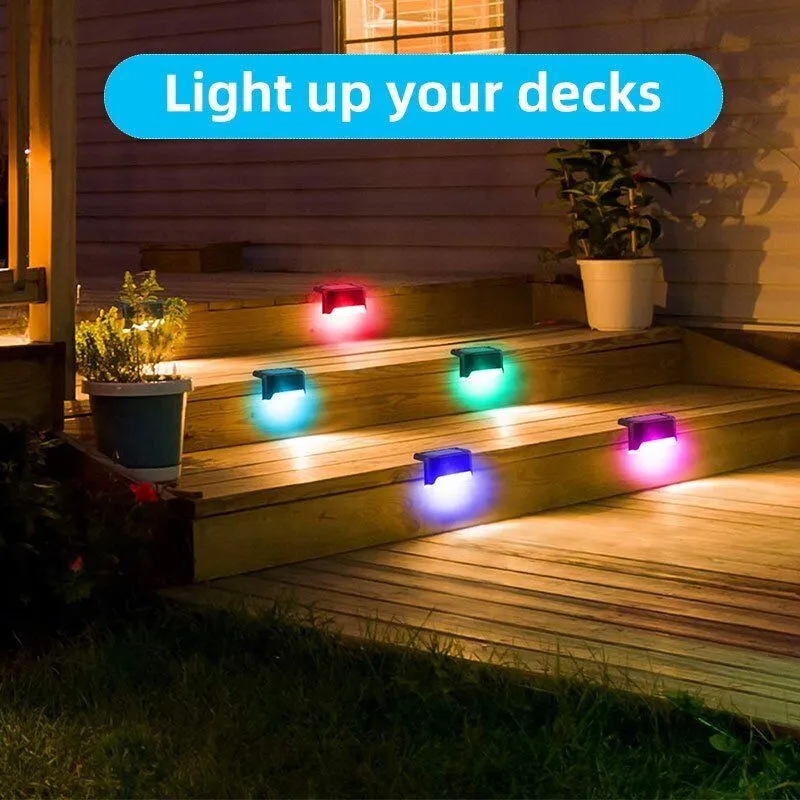 Garden Solar LED Deck Lights Path Patio Outdoor Pathway Stair Step Fence Lamp  4 Pack