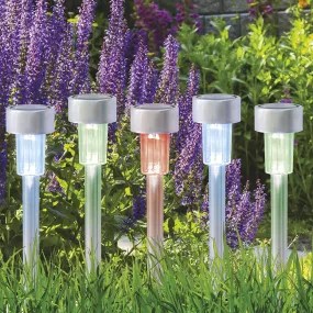 GardenKraft 19820 Multi Solar Powered Garden Lights/Set of 10 / Bollard Shape/Colour Changing LED’s/Rechargeable Battery/Auto-On, 10 Pack