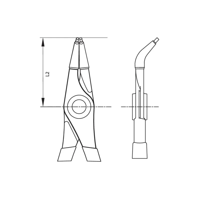 Gedore 2014971 Circlip Pliers For Internal Retaining Rings, Angled 45 Degrees, 12-25 mm