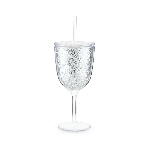 Glitz Silver Double Walled Glitter Wine Glass by Blush