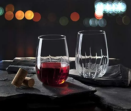 Godinger Aerating Wine Glasses Stemless Goblets Wine Aerator, Made in Italy - 16oz, SET OF 8