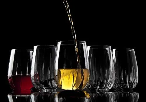 Godinger Aerating Wine Glasses Stemless Goblets Wine Aerator, Made in Italy - 16oz, SET OF 8