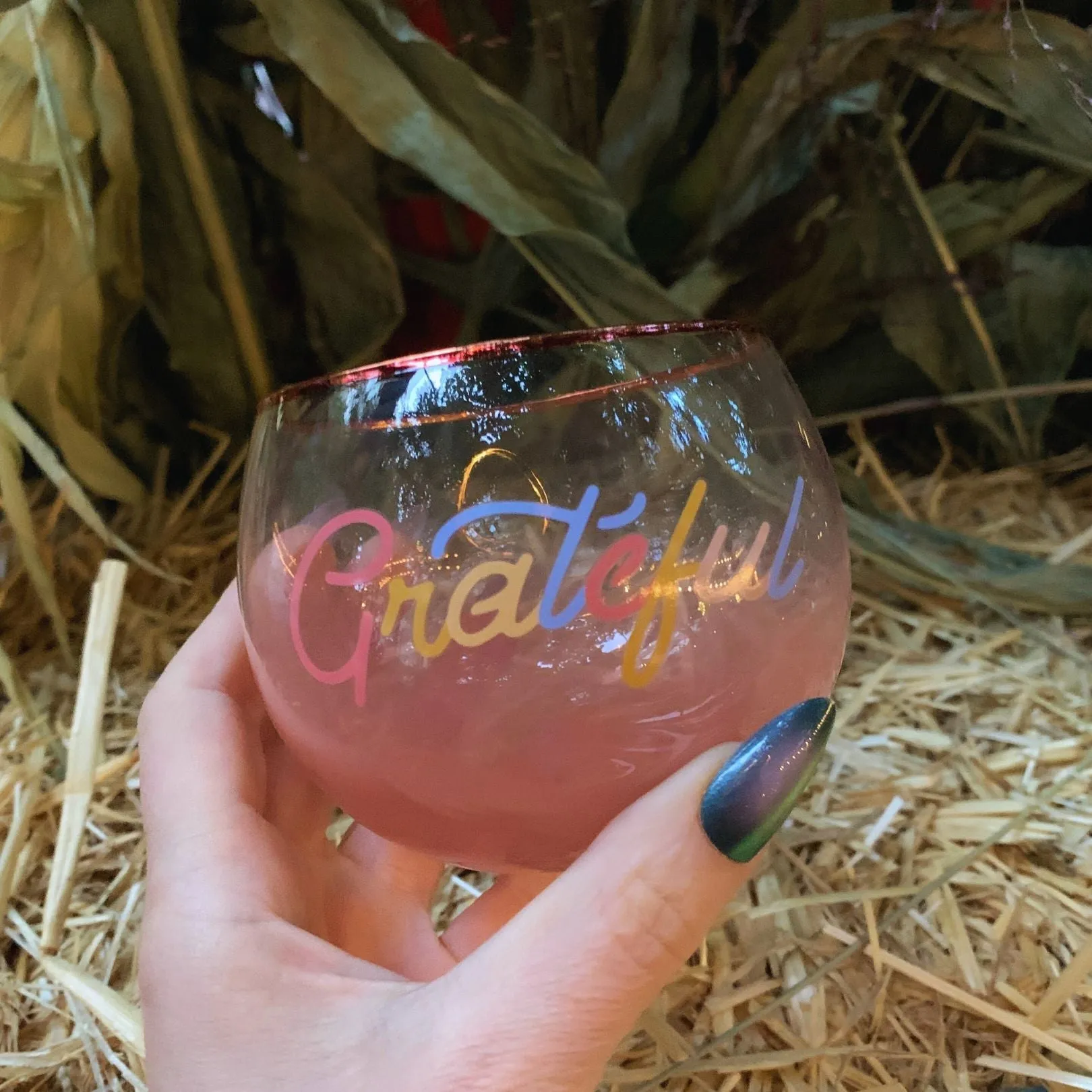 Grateful Roly Poly Pink Ombre Glass | 13 oz