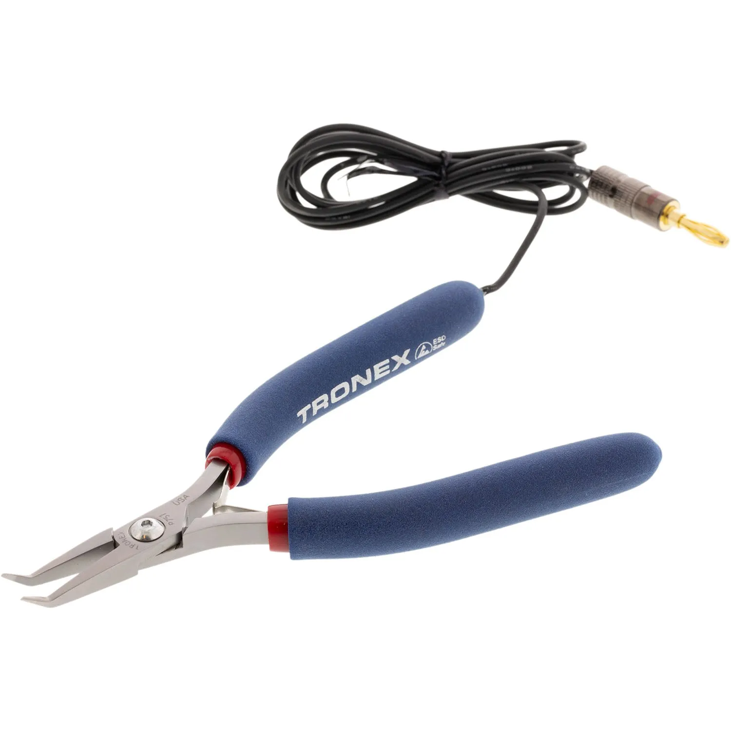 Grounded Pliers – Tronex Fine Bent Nose For Micro Welders - Bent Long Tip