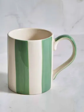 Hand painted green stripe mug