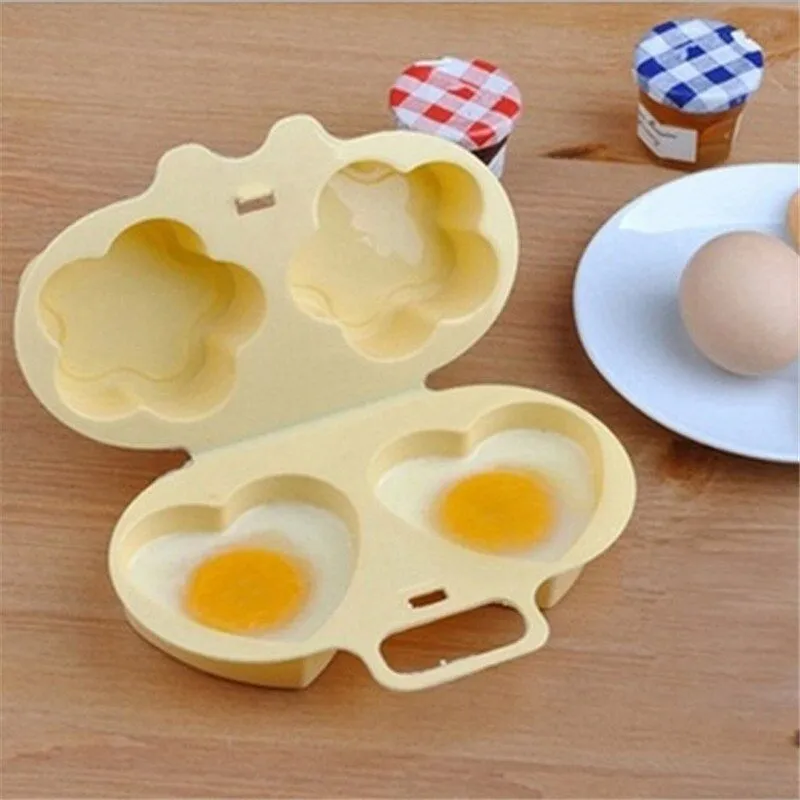 Heart and Flowers Shape Egg Steamer Cooking Mold Egg Poacher Gadget