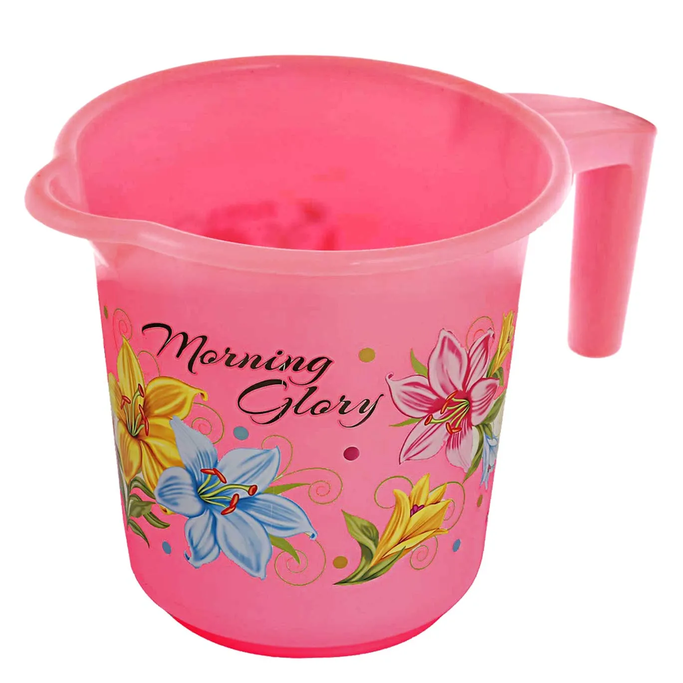 Heart Home Printed 3 Pieces Plastic Mug, Dustbin & Tub Set (Pink)