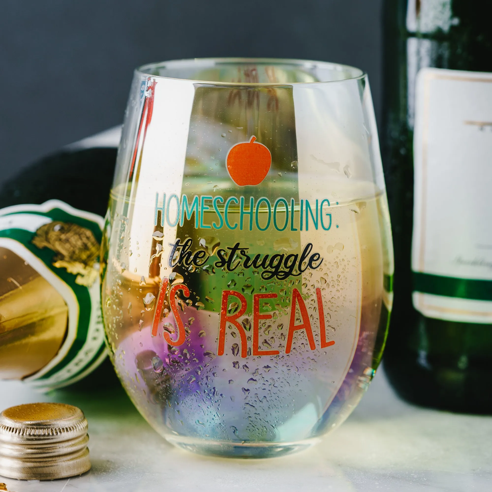 Homeschooling 18 oz Stemless Wine Glass