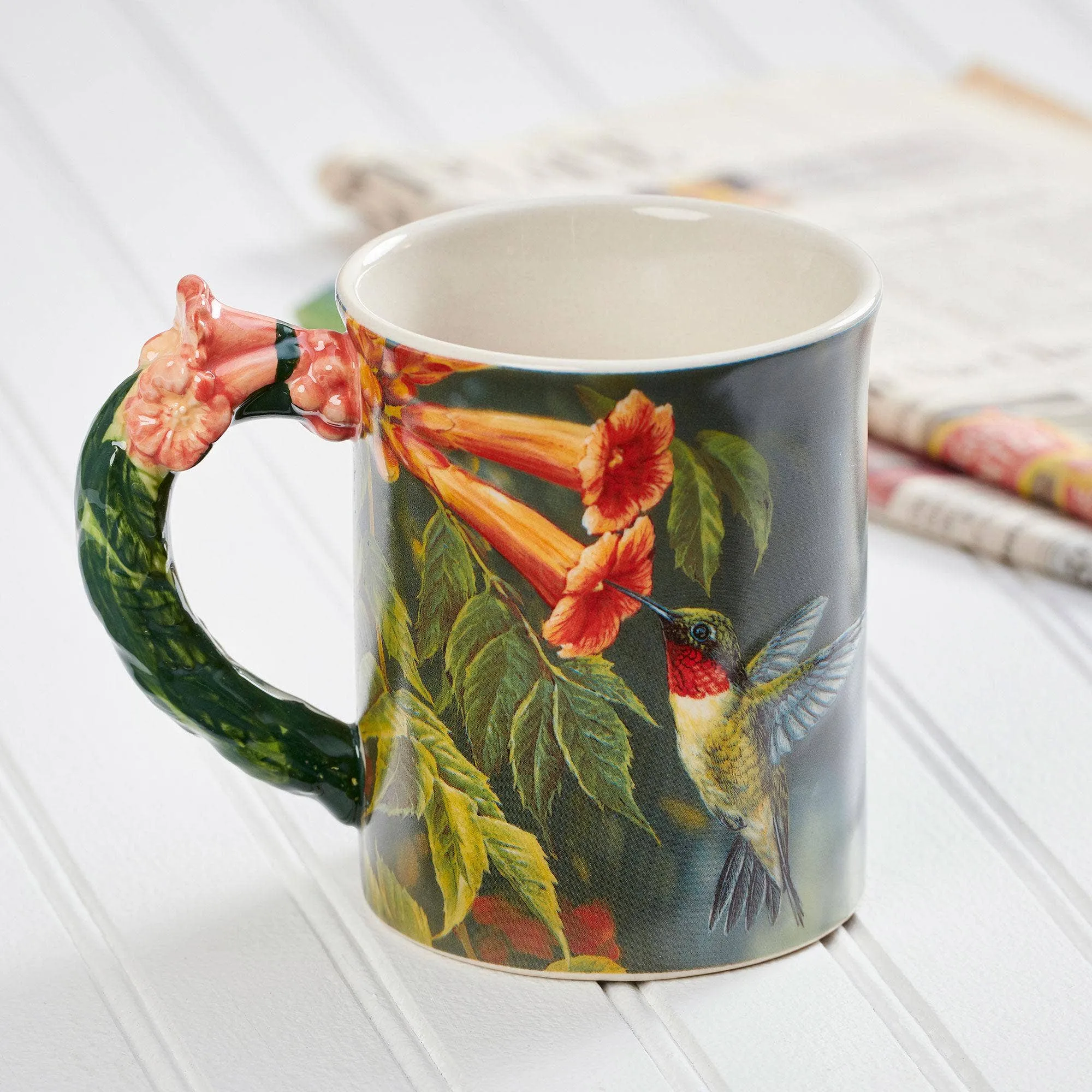 HUMMINGBIRD SCULPTURED MUG ARTWORK BY ROSEMARY MILLETTE