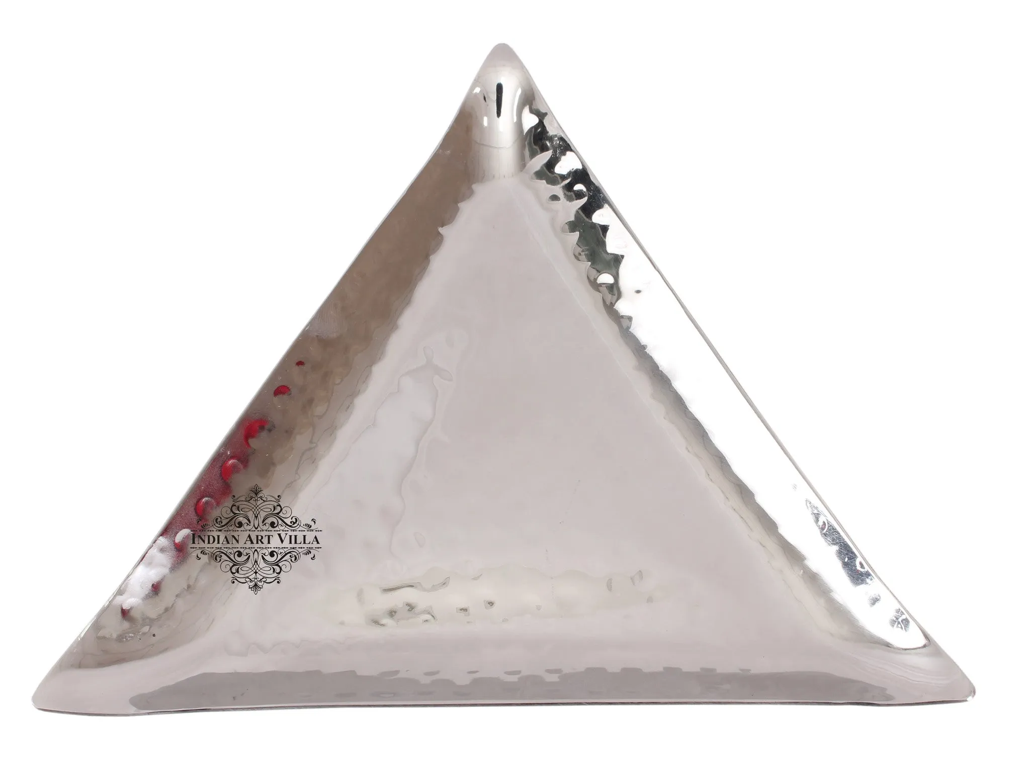 IndianArtVilla Steel Hammered Triangular Platter Tray