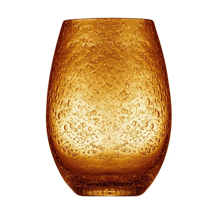 Iris 20 Oz Stemless Wine Glasses Set of 4 - Amber