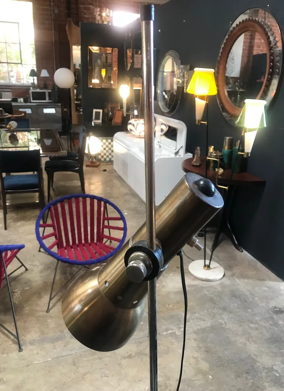 Italian Minimal Adjustable Floor Lamp with one brass spot, 1960s