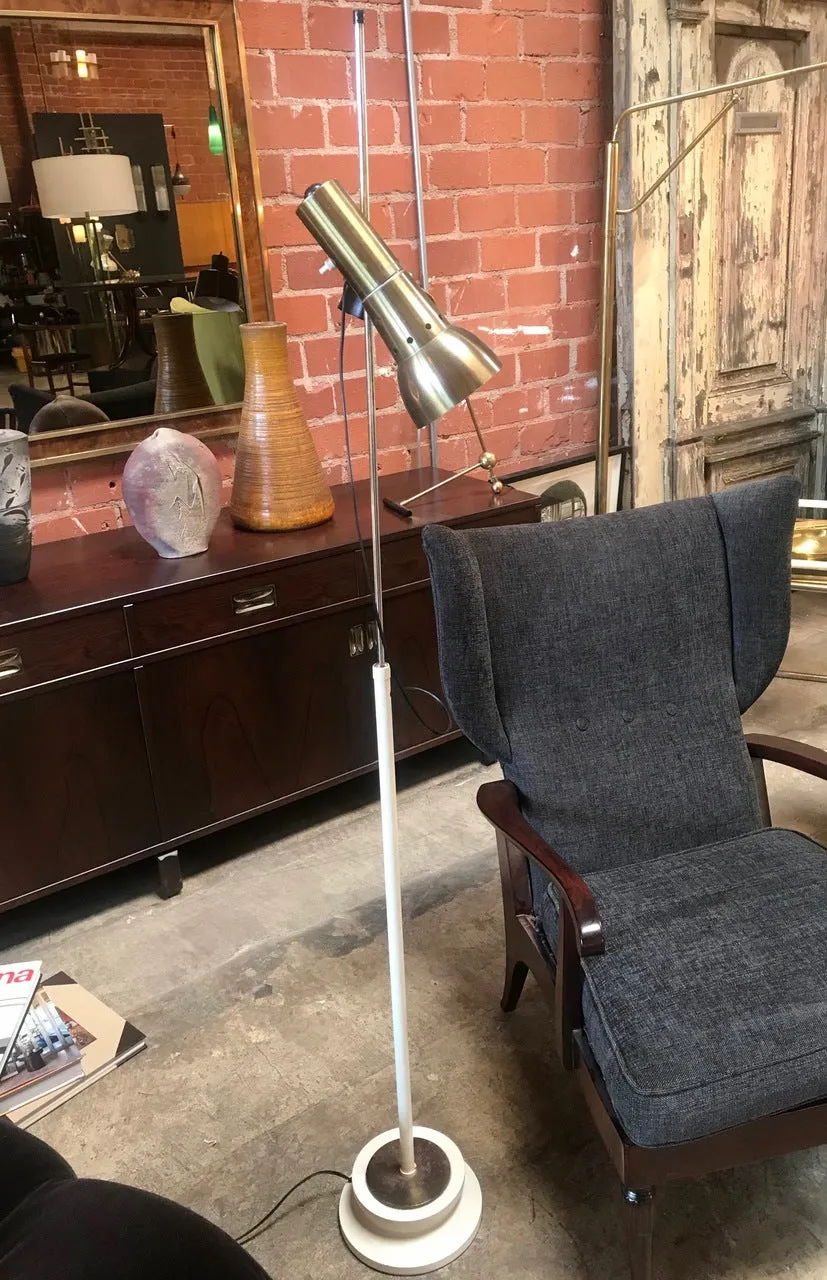 Italian Minimal Adjustable Floor Lamp with one brass spot, 1960s