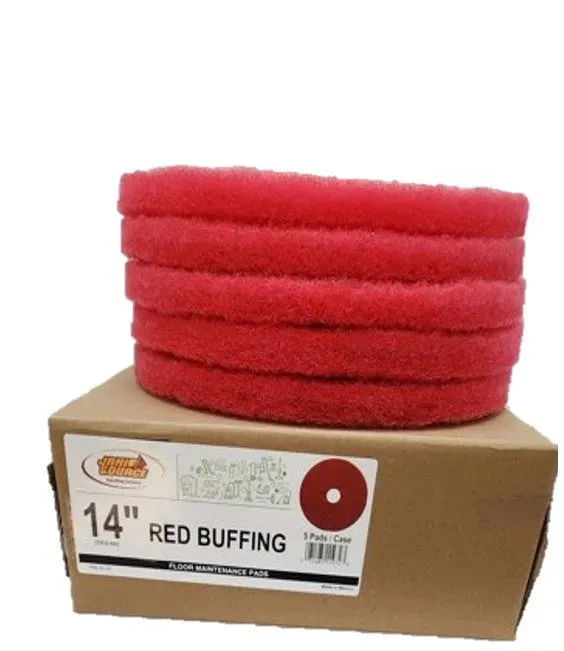 JaniSource Red Buffing Floor Pads, 14-Inch (Case of 5)