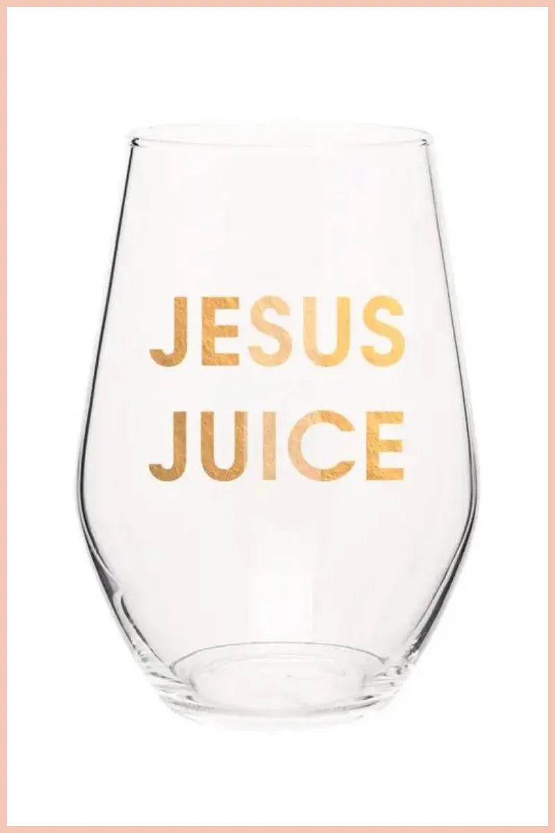 Jesus Juice Wine Glass