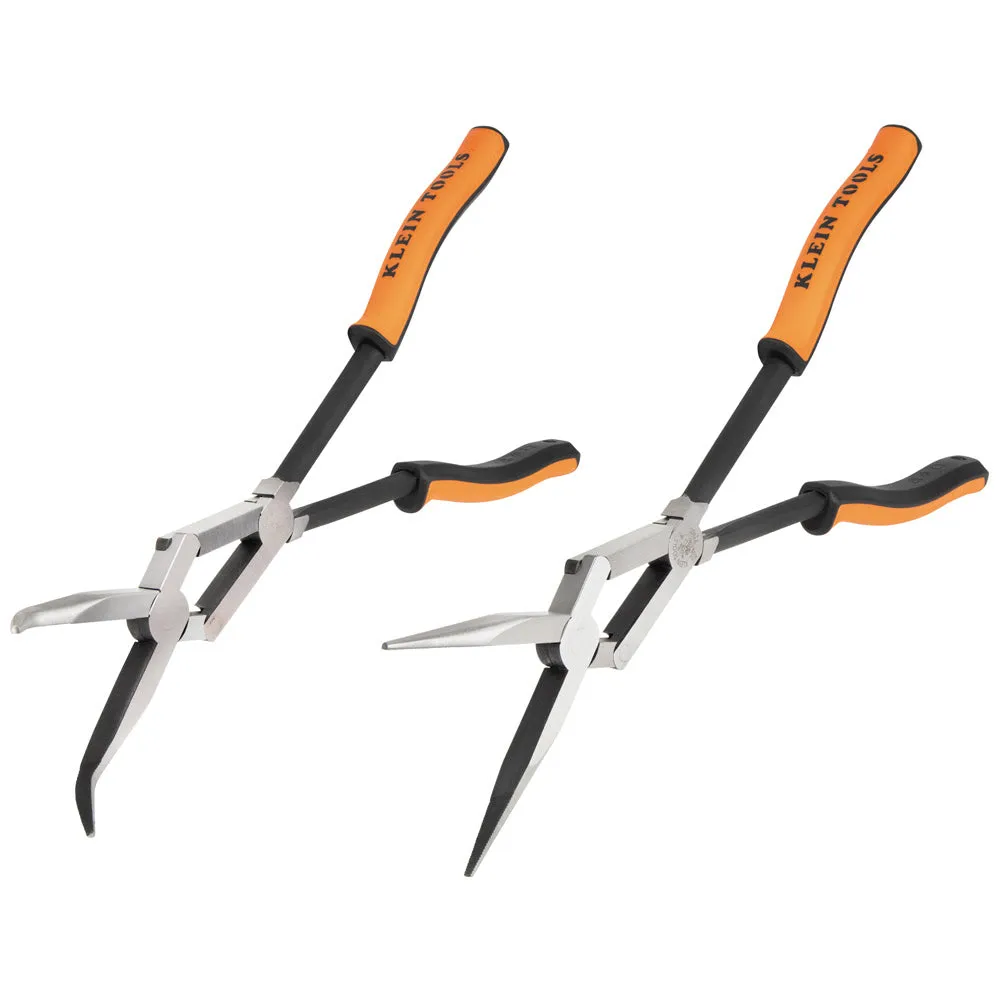 Klein 71402 Long Reach Needle Nose and Bent Nose Pliers Set, 13", 2-Piece