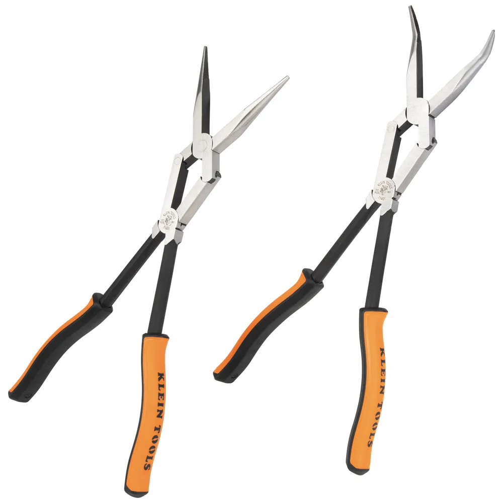 Klein 71402 Long Reach Needle Nose and Bent Nose Pliers Set, 13", 2-Piece