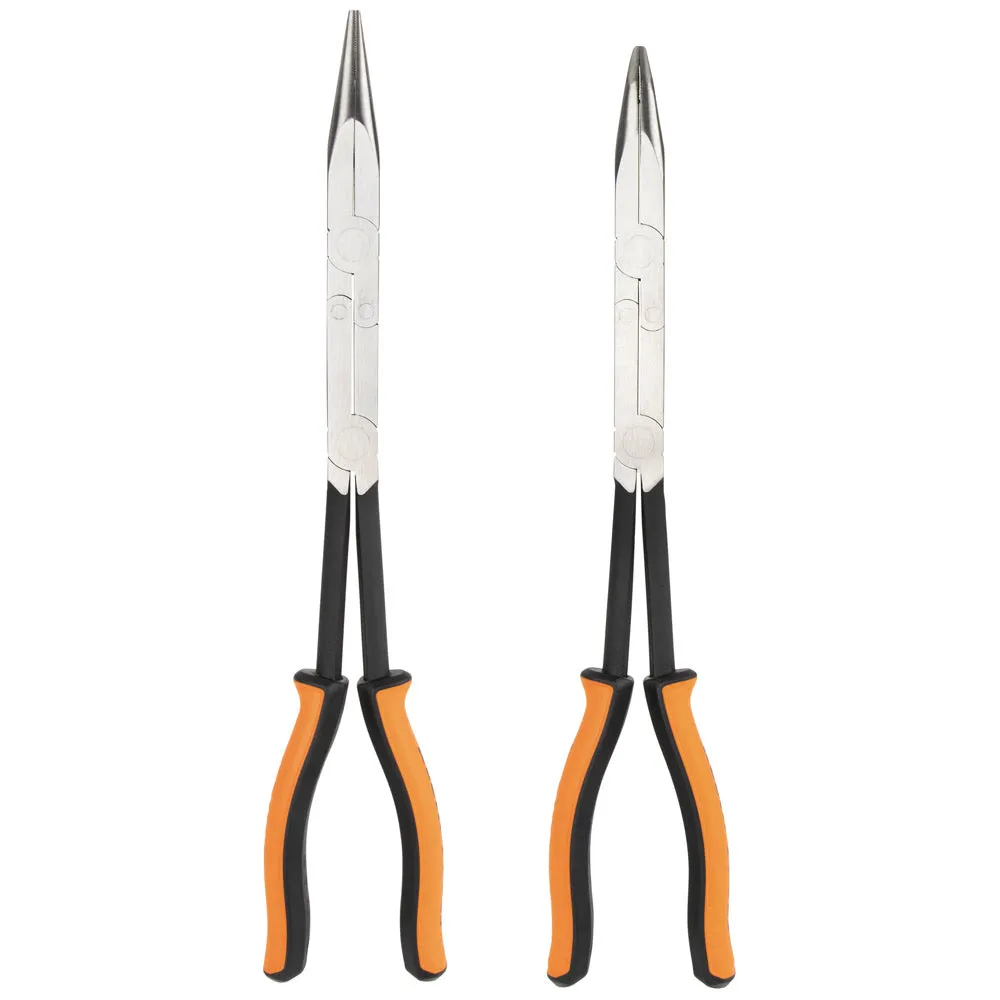 Klein 71402 Long Reach Needle Nose and Bent Nose Pliers Set, 13", 2-Piece