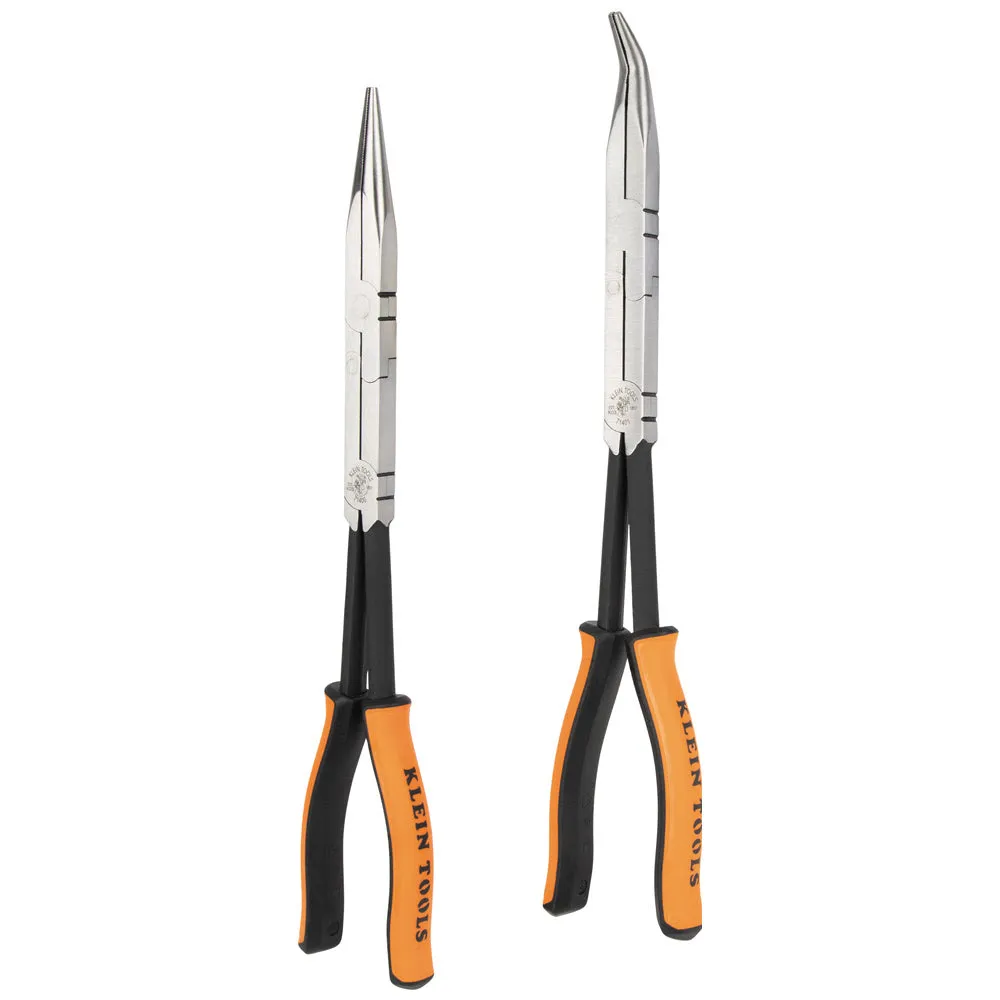 Klein 71402 Long Reach Needle Nose and Bent Nose Pliers Set, 13", 2-Piece