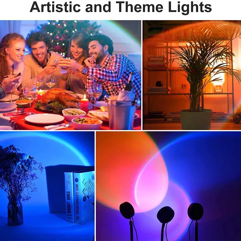 Lamp Rainbow Atmosphere Led Night Light Sunset Light For Home Bedroom Background Wall  USB Table Lamp